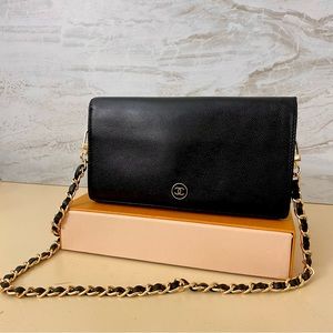🌺👜CHANEL CC Leather Long Wallet /Crossbody Bag 💼